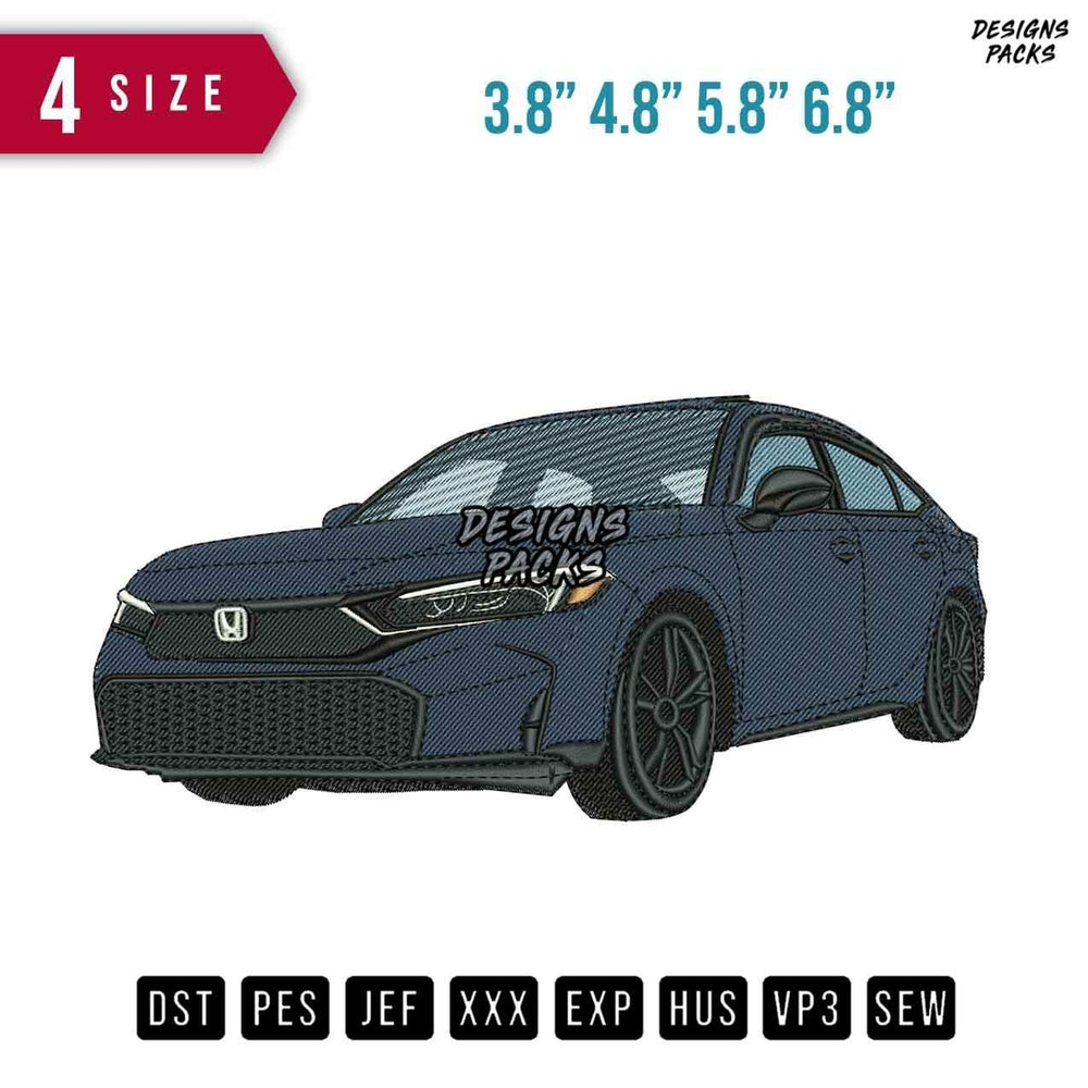 Honda Civic Blue Embroidery Design