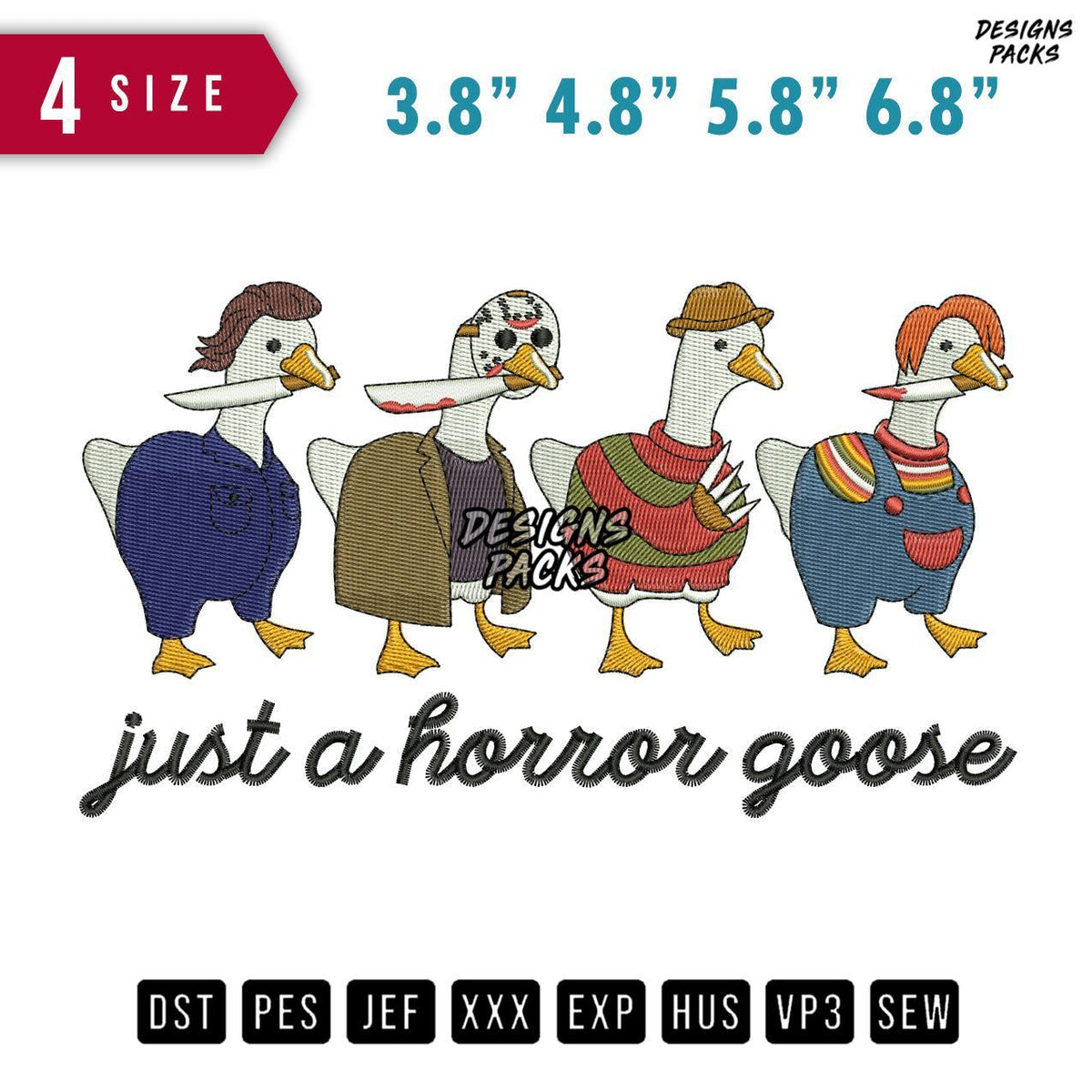 Horror Goose Embroidery Design