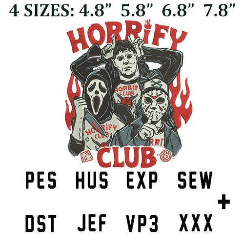 Horror movie characters embroidery design in PES, DST, JEF formats for instant download