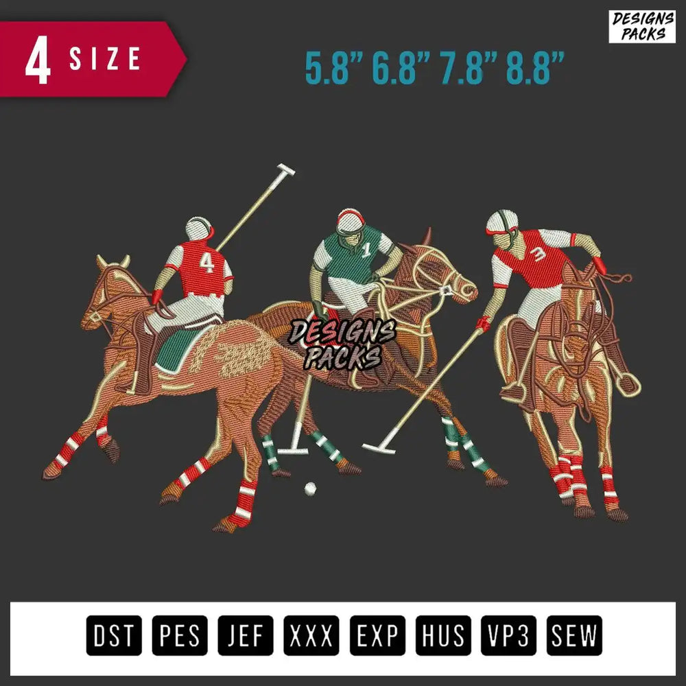 Horse Racing Embroidery Design