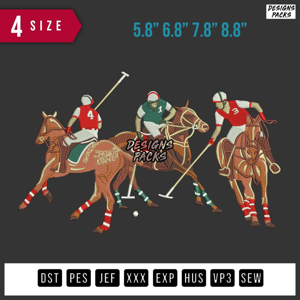 Horse Racing Embroidery Design