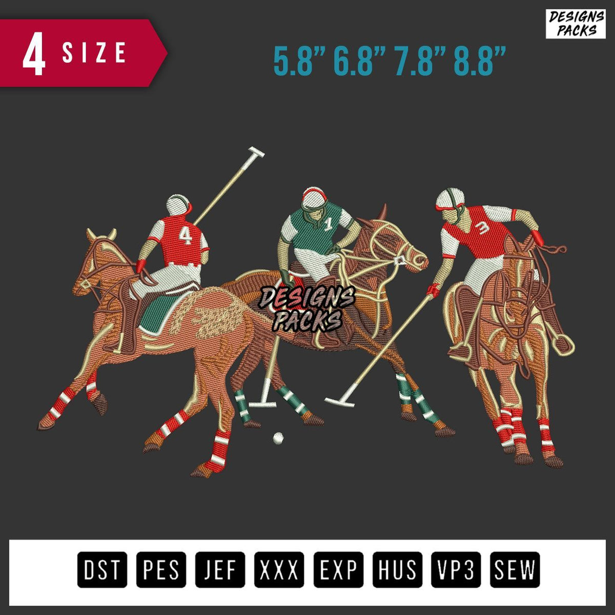 Horse Racing Embroidery Design