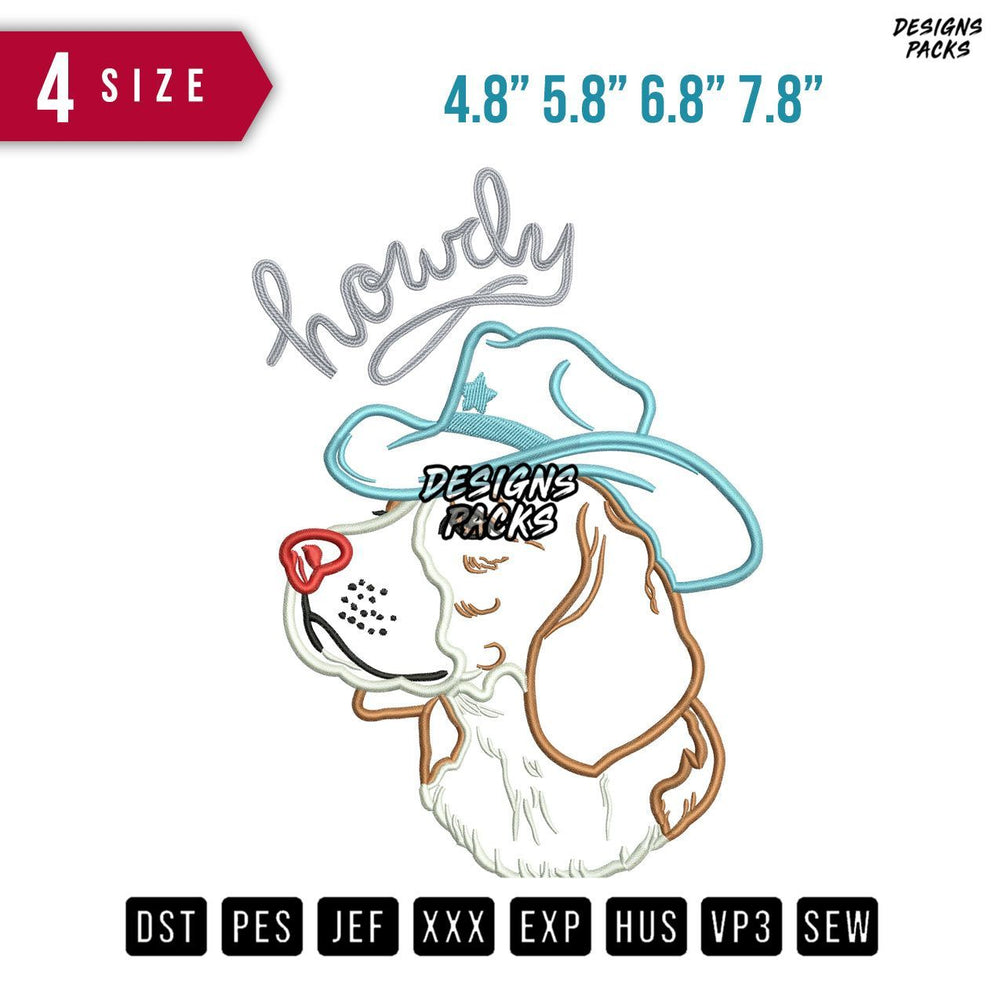 Howdy Dog Applique Embroidery Design