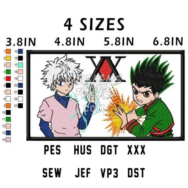 Hunter x Hunter embroidery design with 4 sizes, PES, HUS, DST formats for instant download
