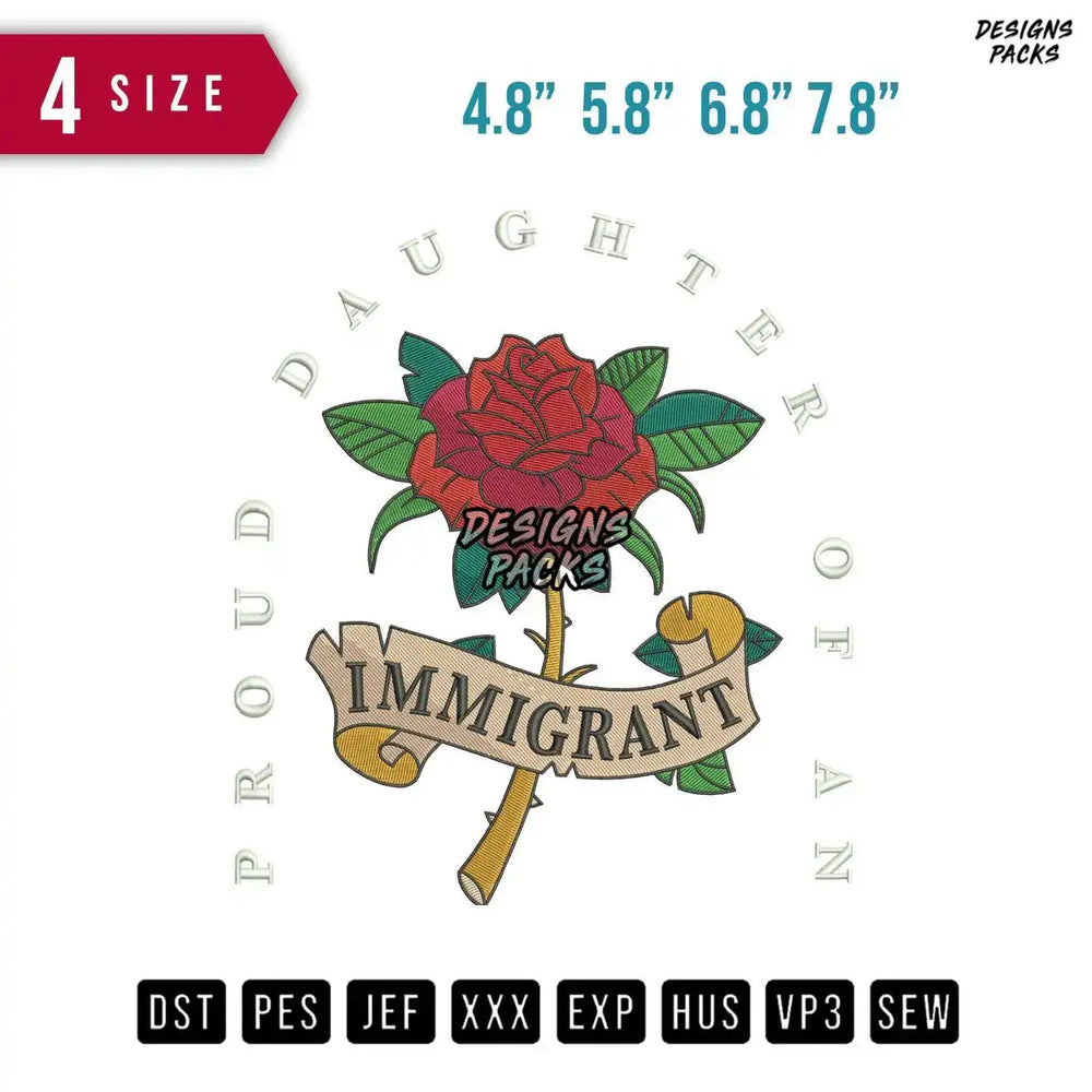 Immigrant Flower Embroidery Design