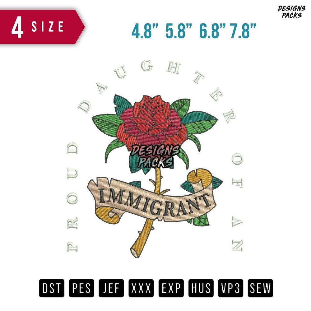 Immigrant Flower Embroidery Design