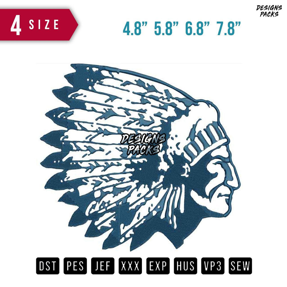 Indian Head Embroidery Design