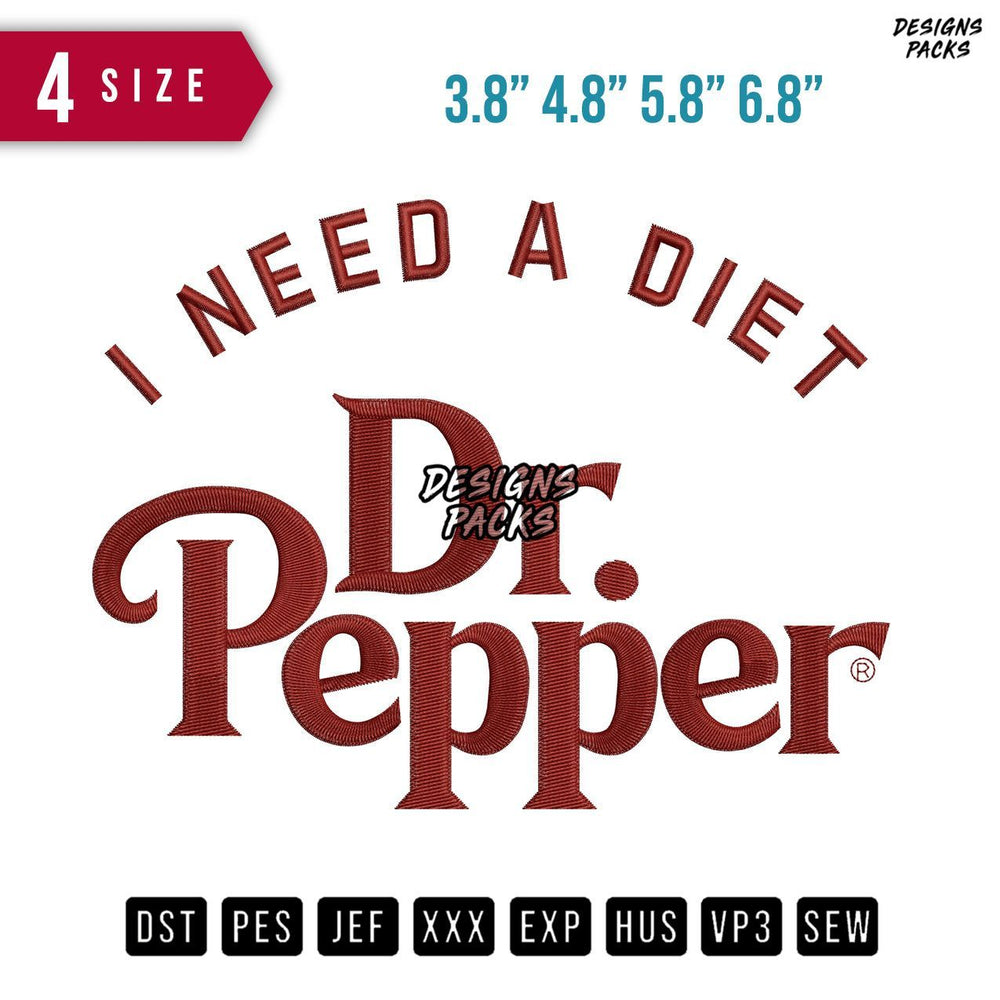 Ineed Dr Pepper Embroidery Design