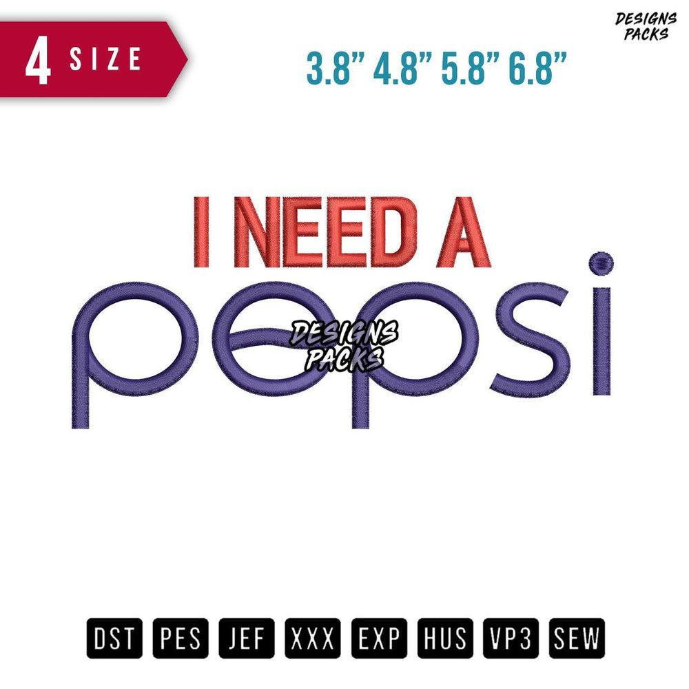 Ineed Pepsi Embroidery Design