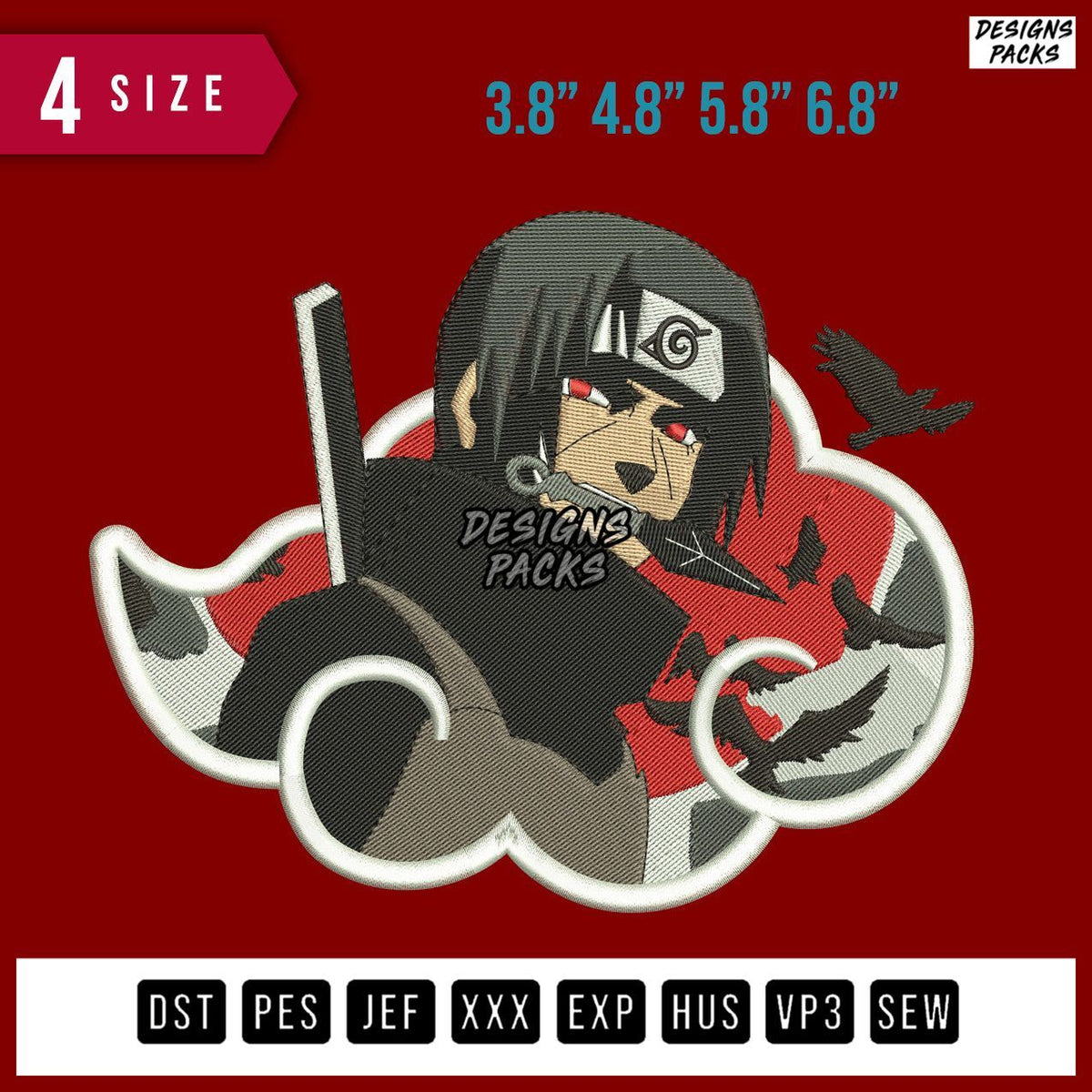 Itachi Cloud Embroidery Design