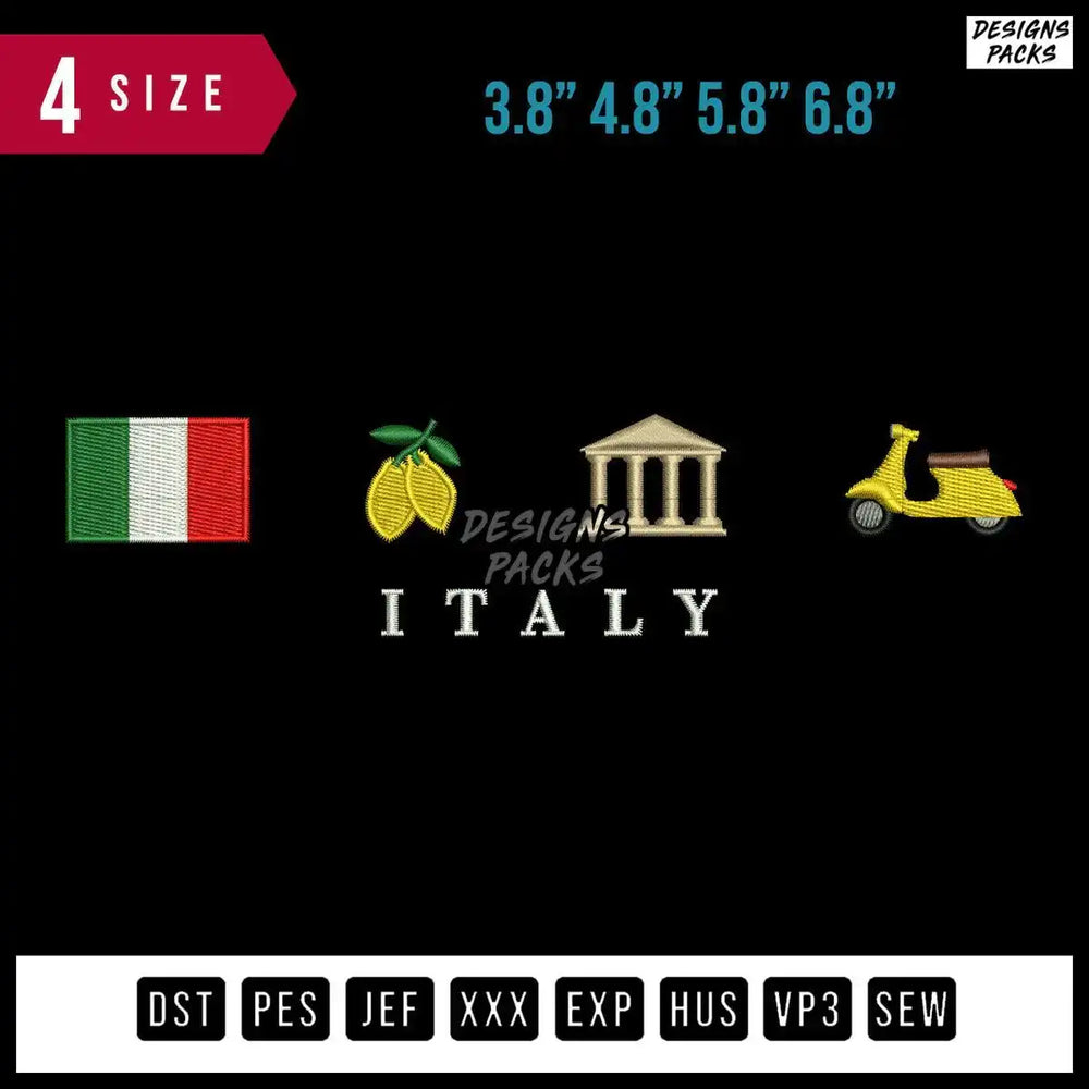Italy Best Country Embroidery Design