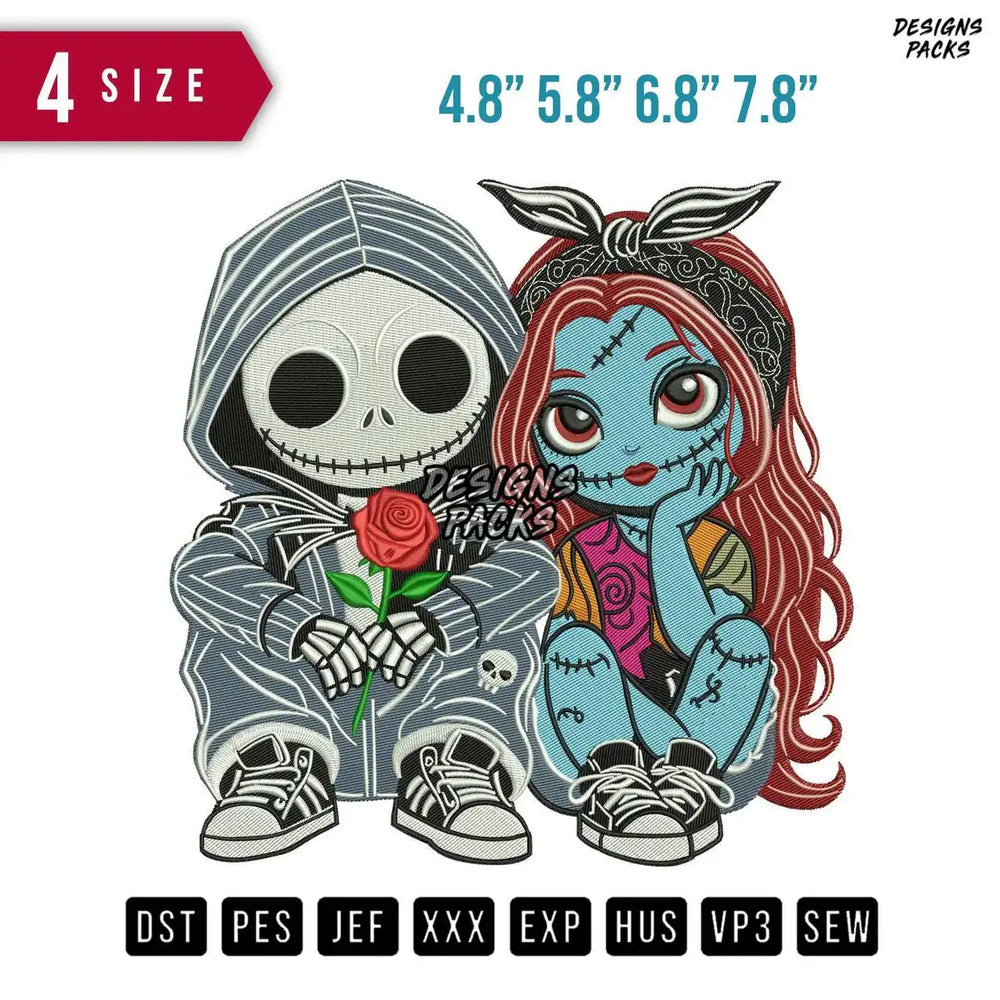 Jack And Sally Nightmare Embroidery Design