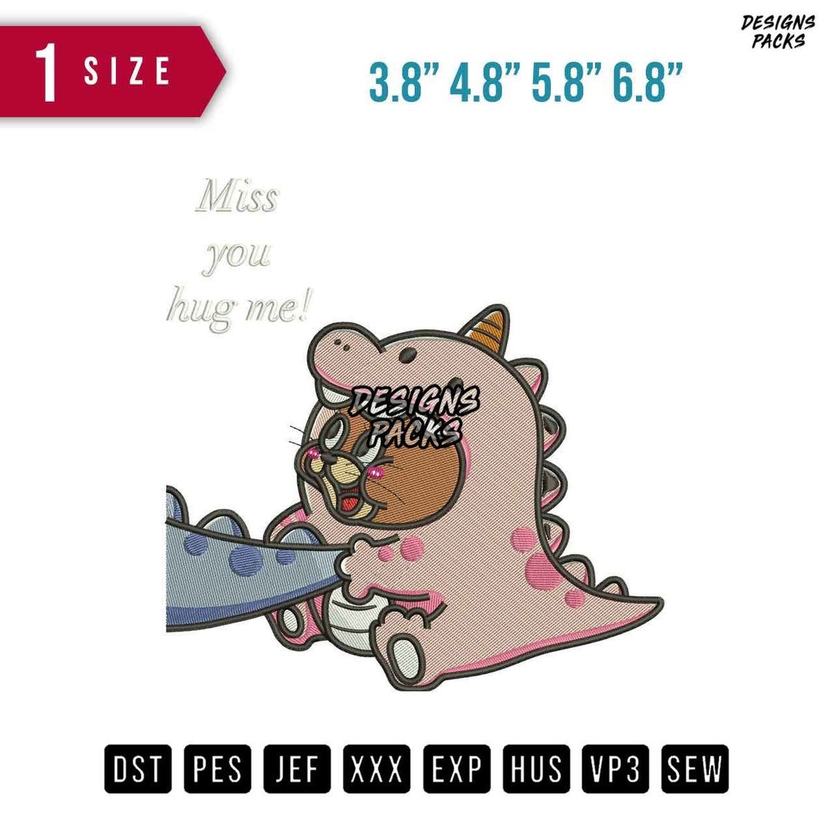 Jerry Dino Embroidery Design