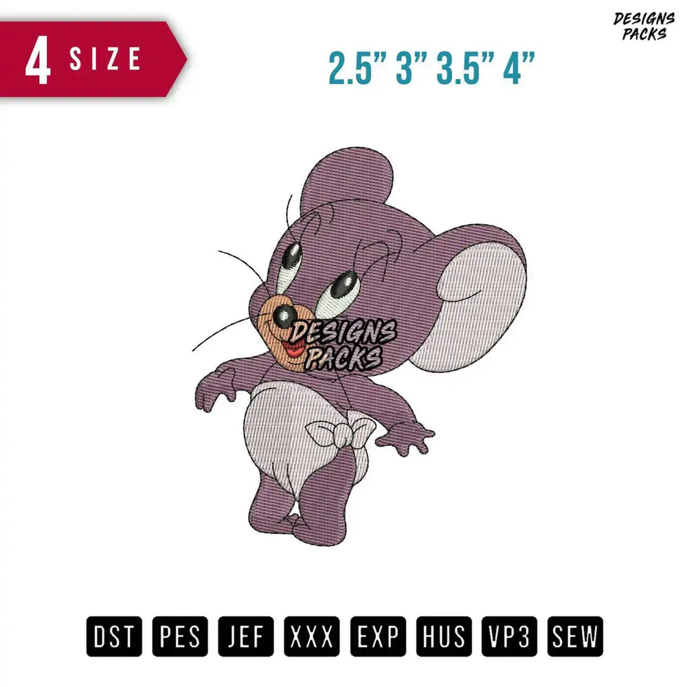 Jerry Mouse Stand Embroidery Design