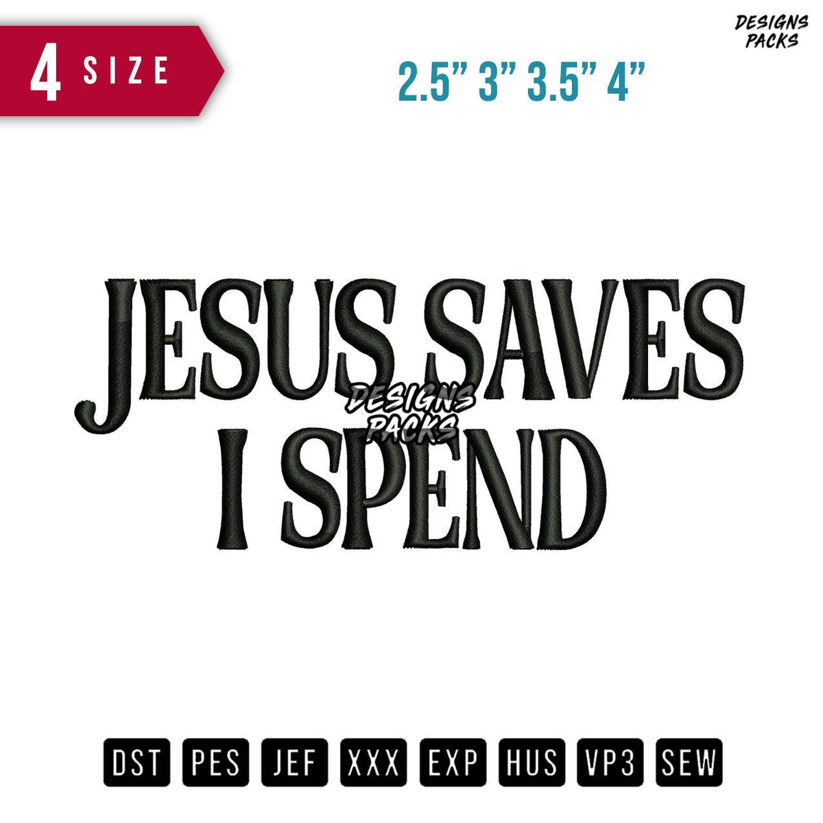 Jesus Save 3D Puff Embroidery Design
