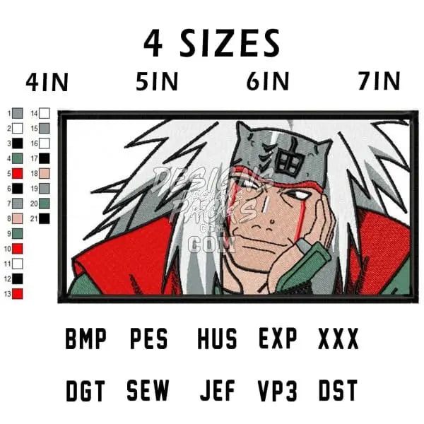 Jiraiya Naruto Anime Embroidery Design designspacks