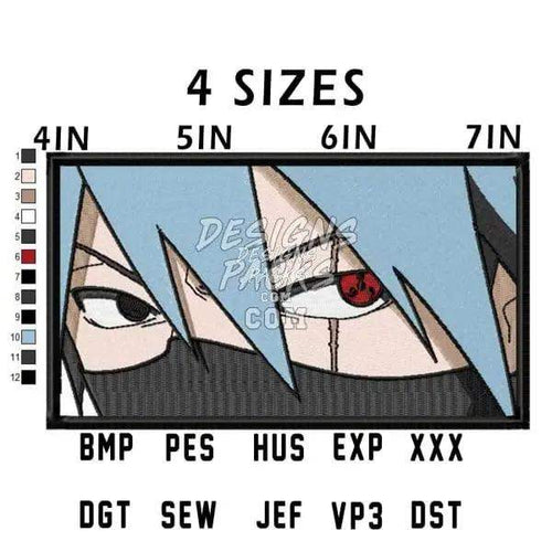 Anime character embroidery design with 4 sizes and multiple file formats for instant download