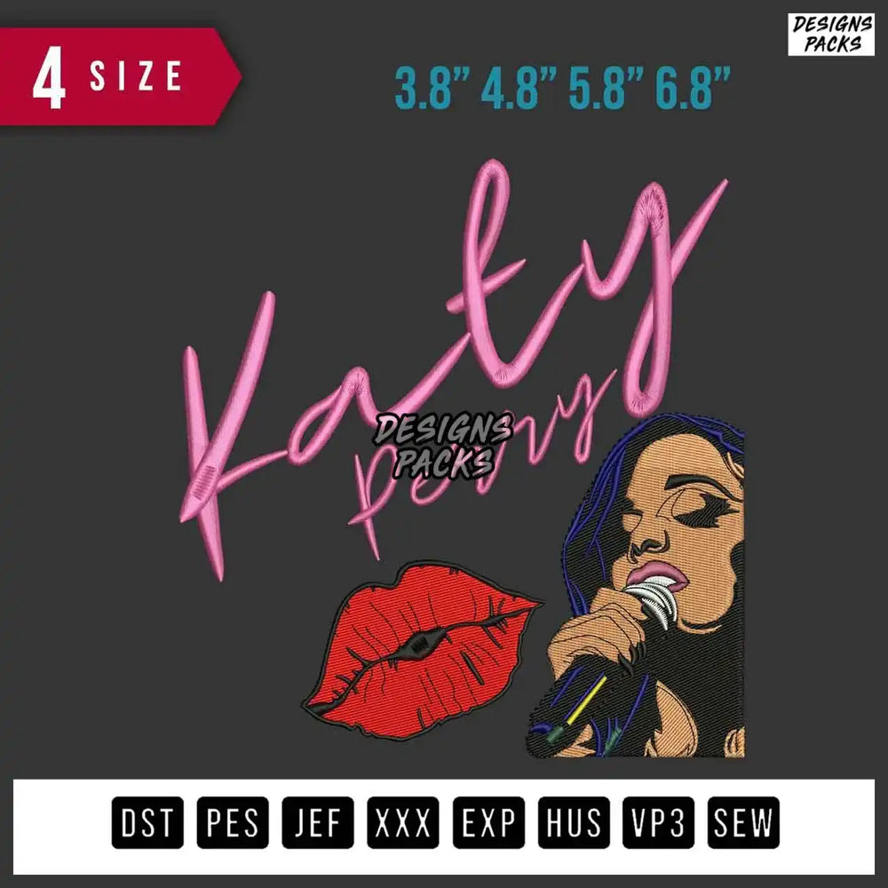Katy perry Singing Embroidery Design