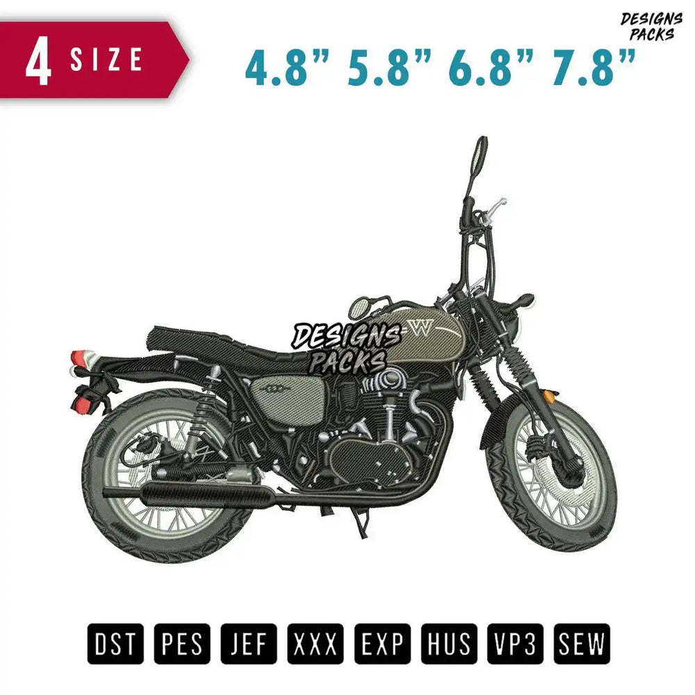 Kawasaki W Motor Embroidery Design