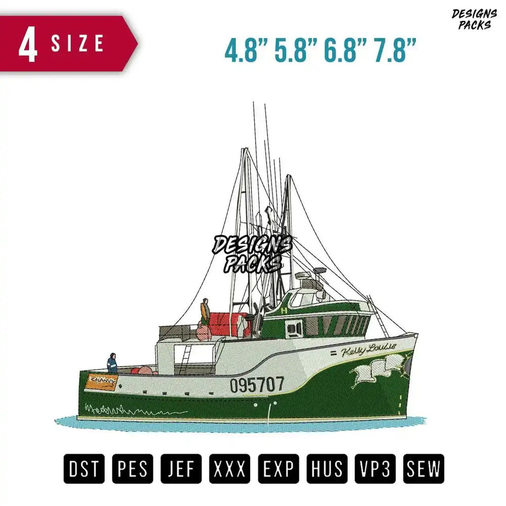 Kelly Ship Embroidery Design