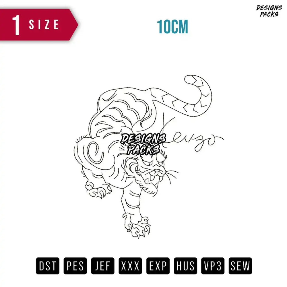 Kenzo Tiger Line Embroidery Design
