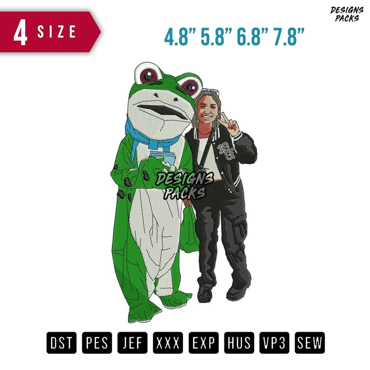 Keroppi Dolland Girl Embroidery Design