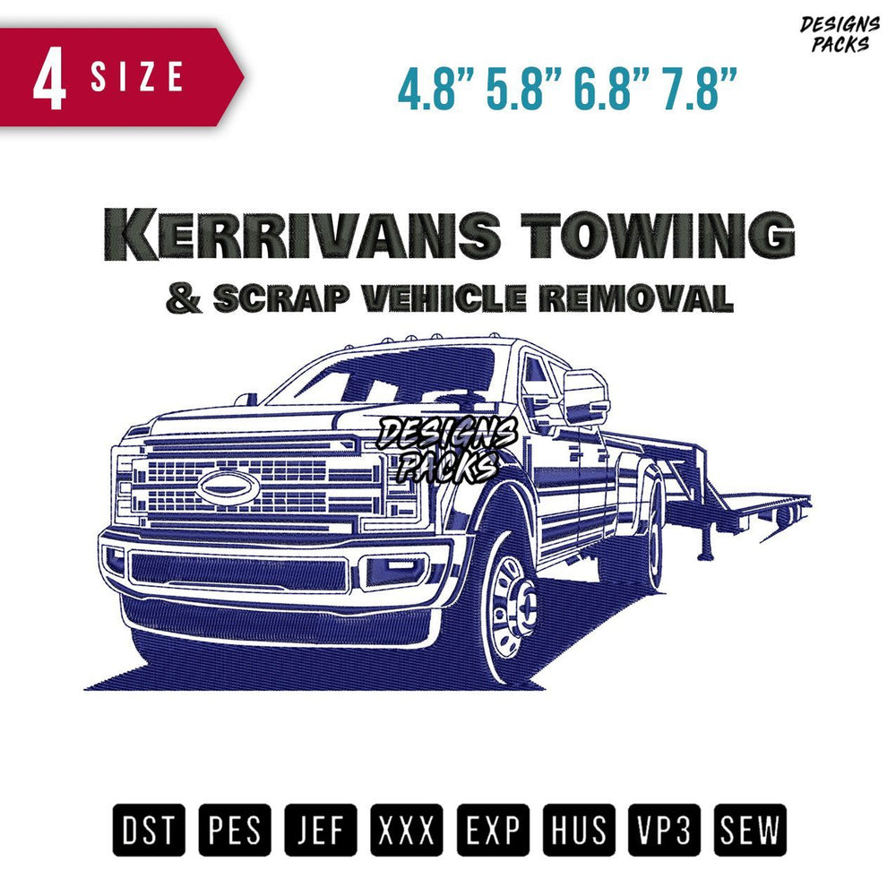 Kerrivan Towing Truck Embroidery Design