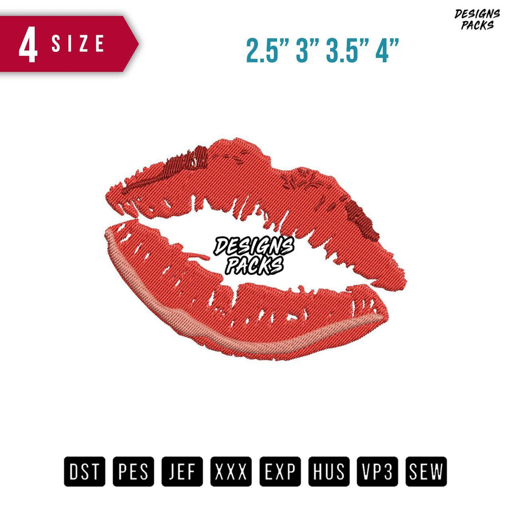 Kiss Lips Embroidery Design