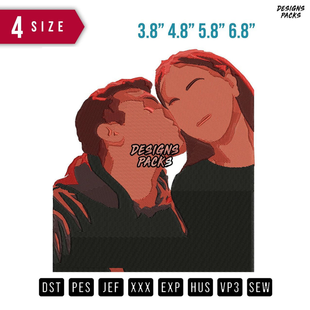 Kissing Night Embroidery Design