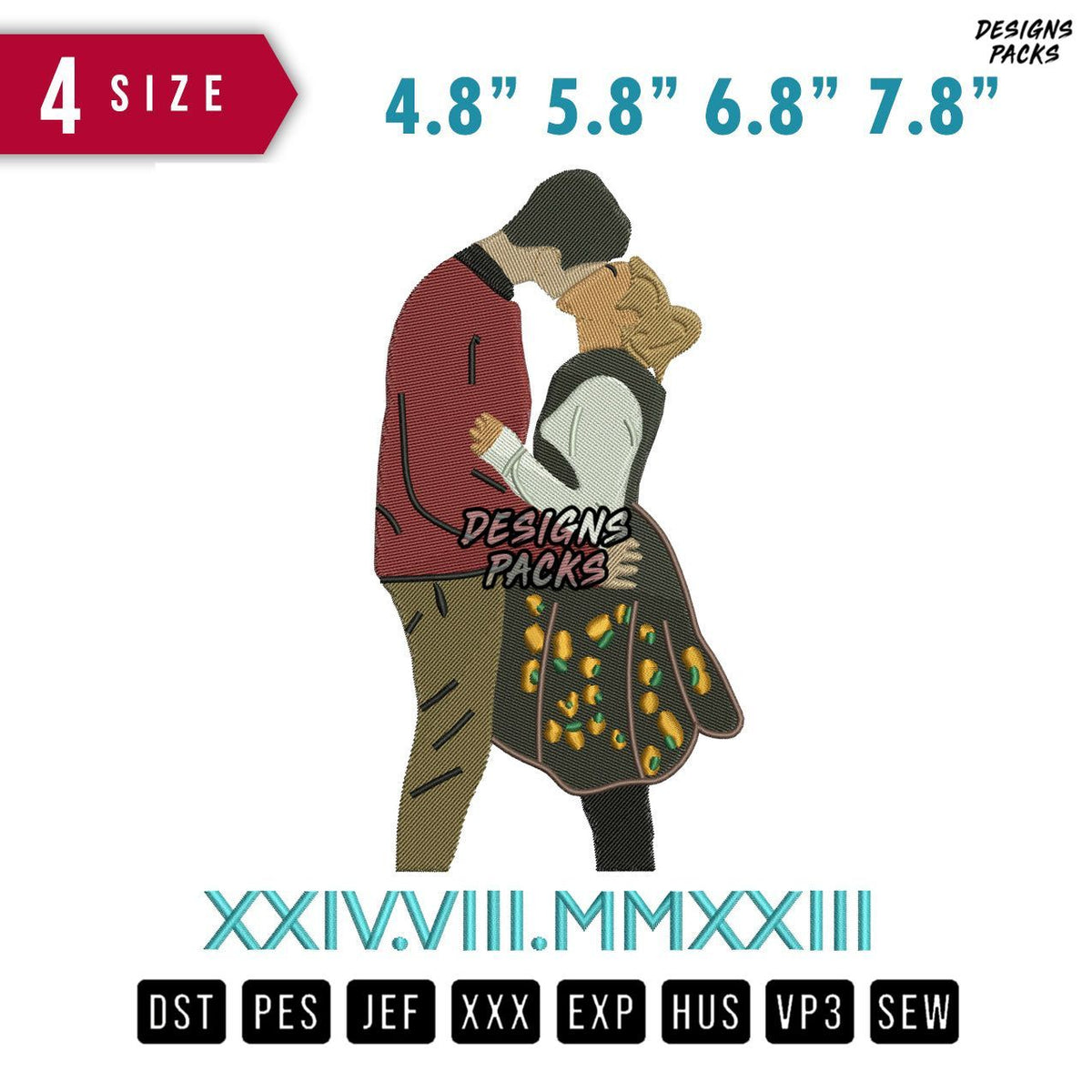 Kissing XXIV Embroidery Design