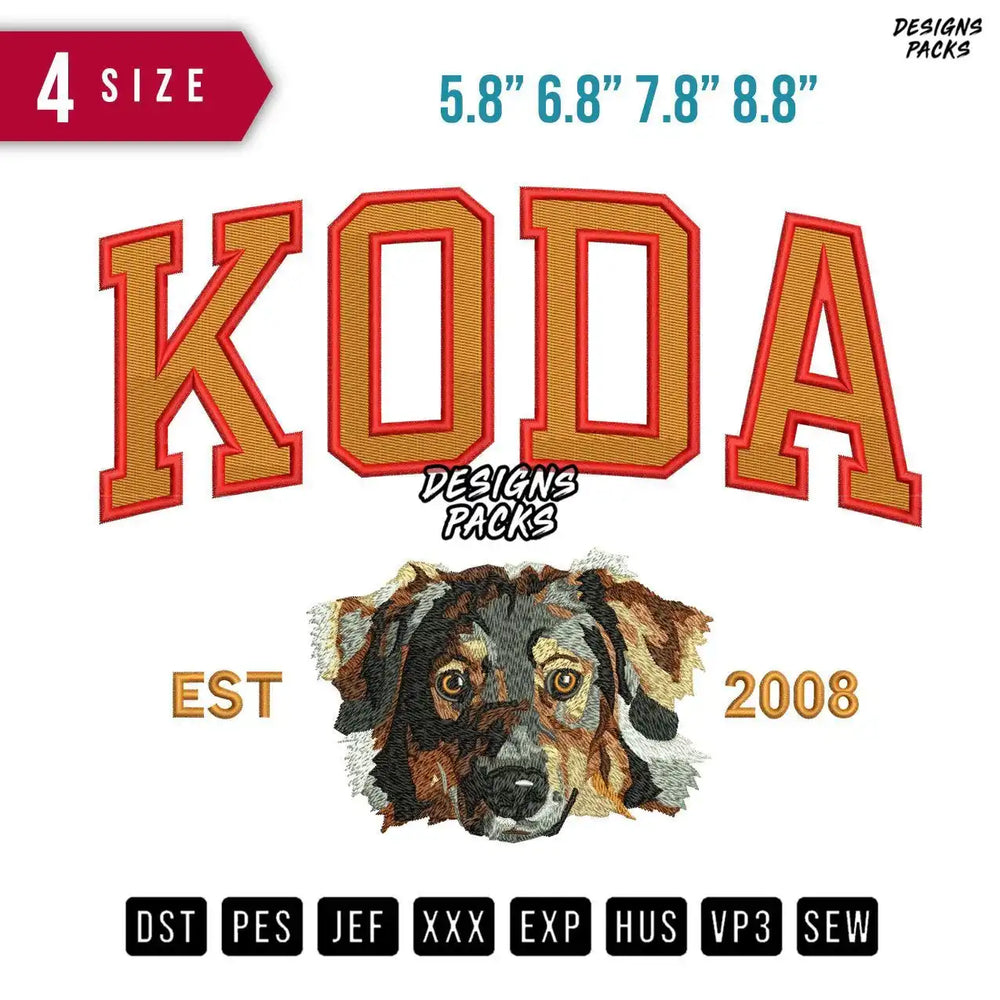 Koda Dog Embroidery Design