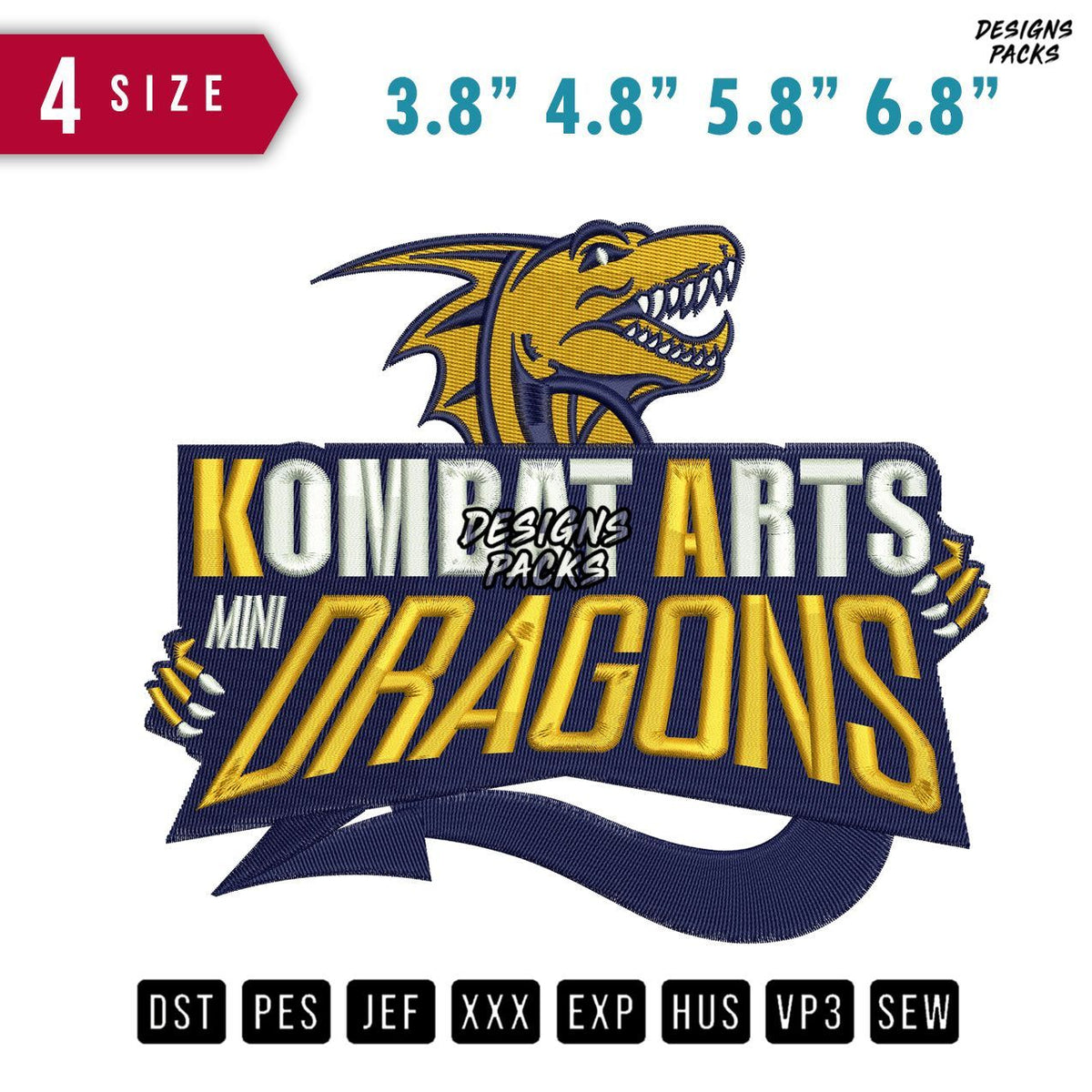 Kombat Dragons Embroidery Design
