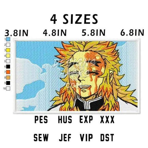 Anime character embroidery design in 4 sizes, PES HUS EXP formats, instant download