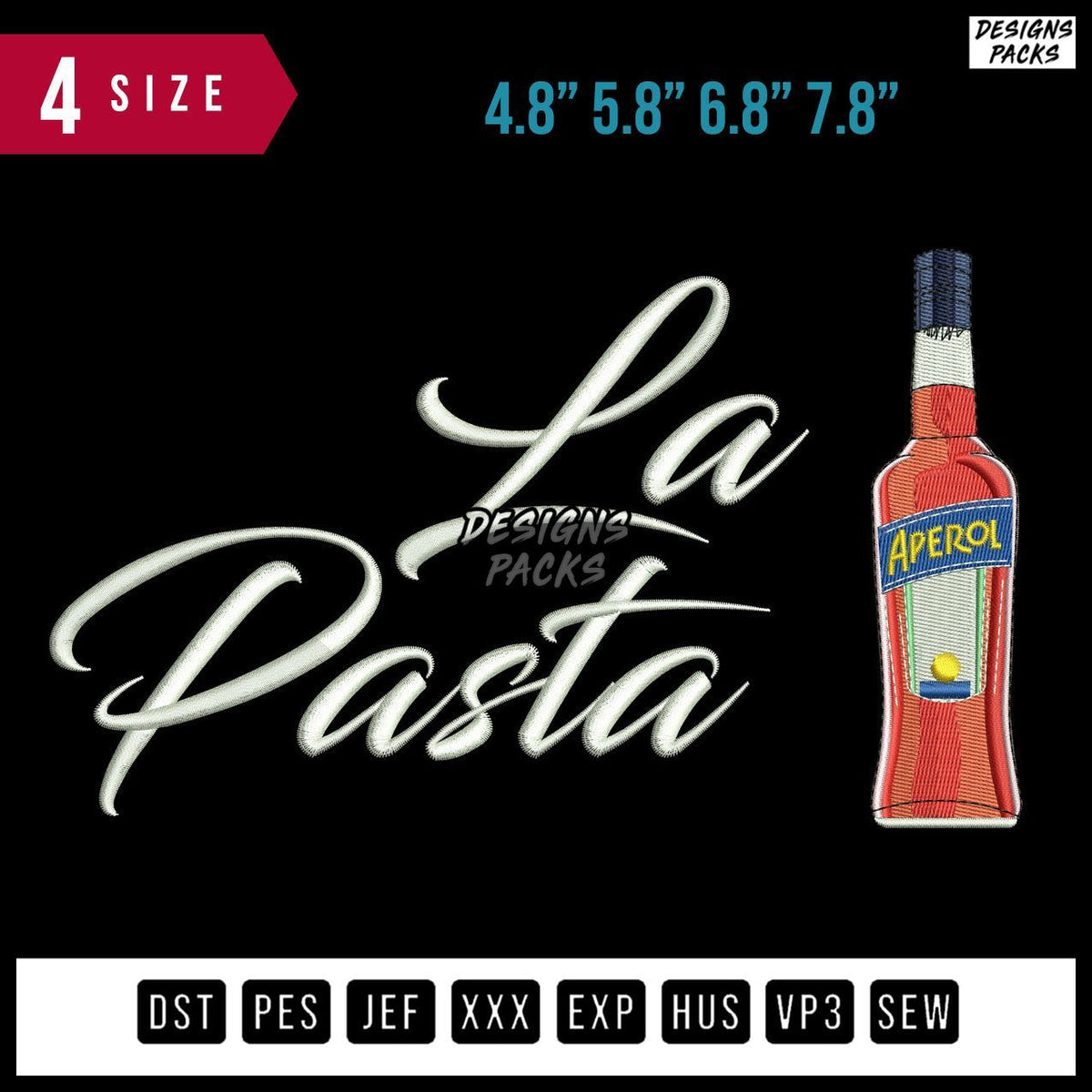 La Pasta Aperol Embroidery Design