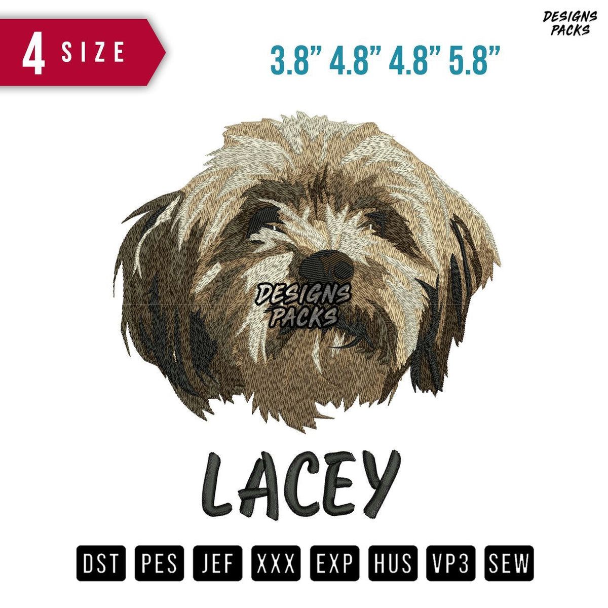 Lacey Dog Embroidery Design