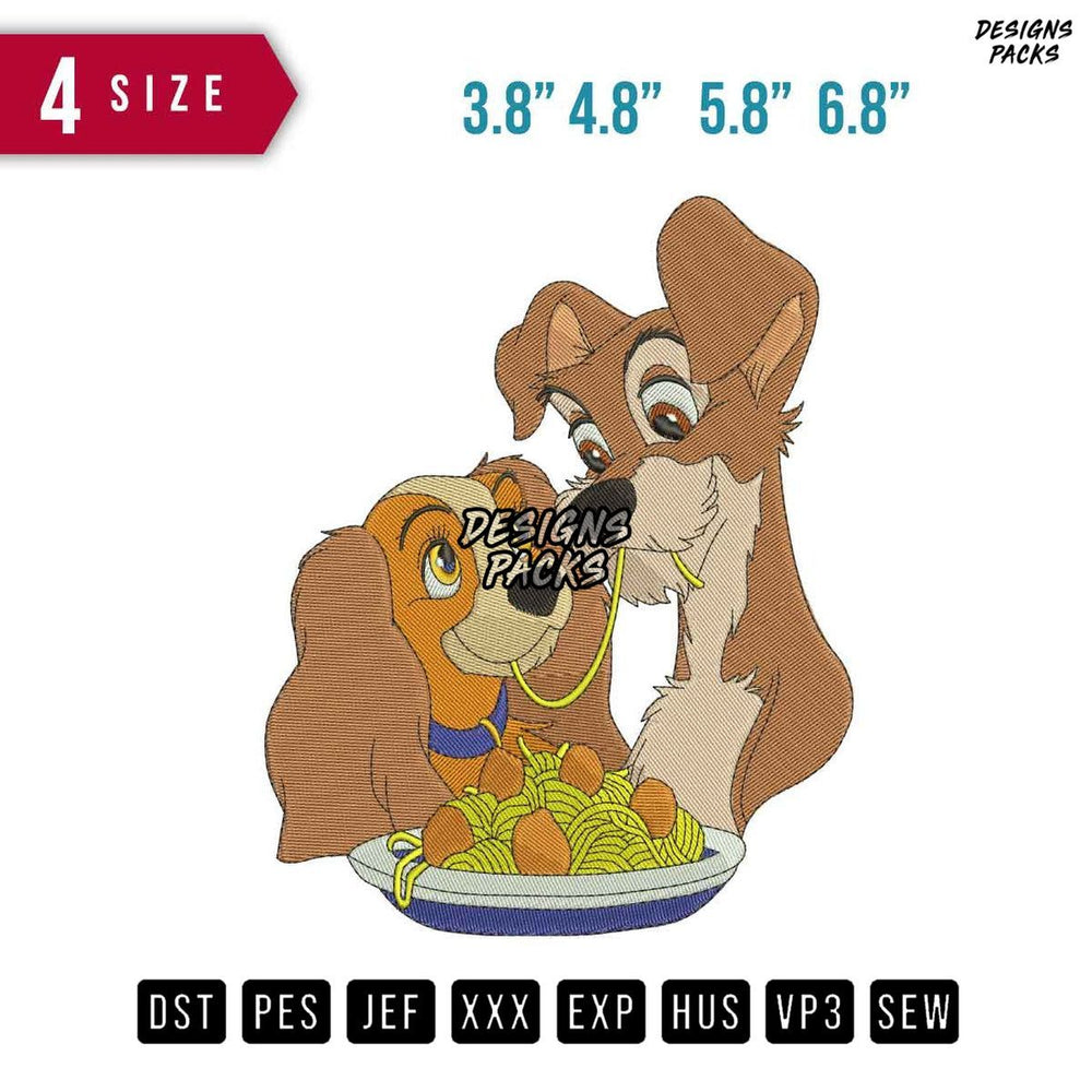 Lady Tramp Sphagety Embroidery Design