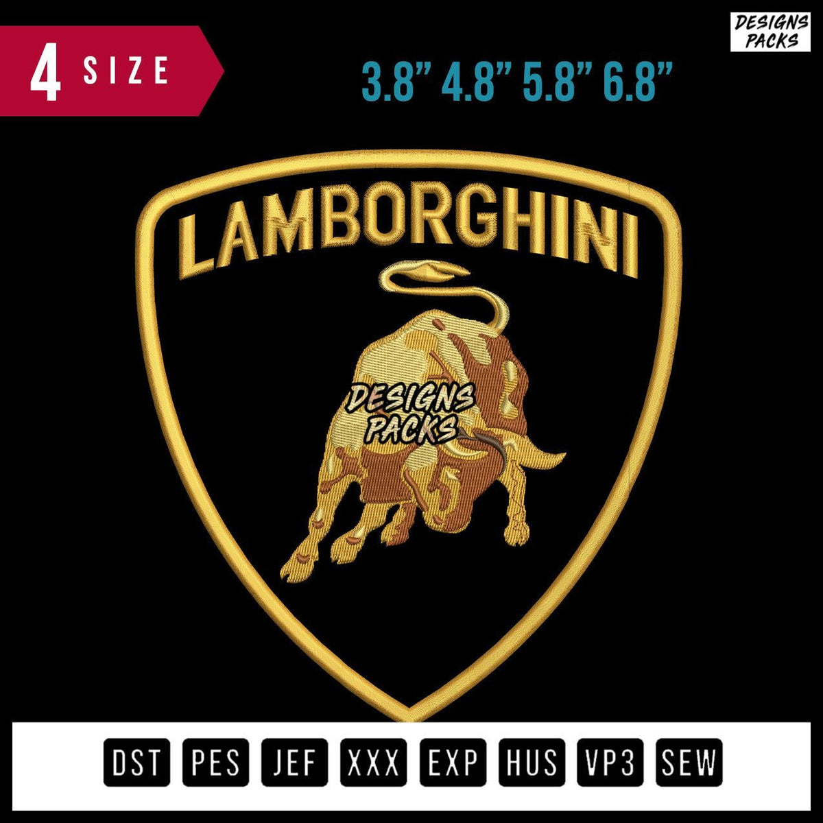 Lamborghini Logos Embroidery Design