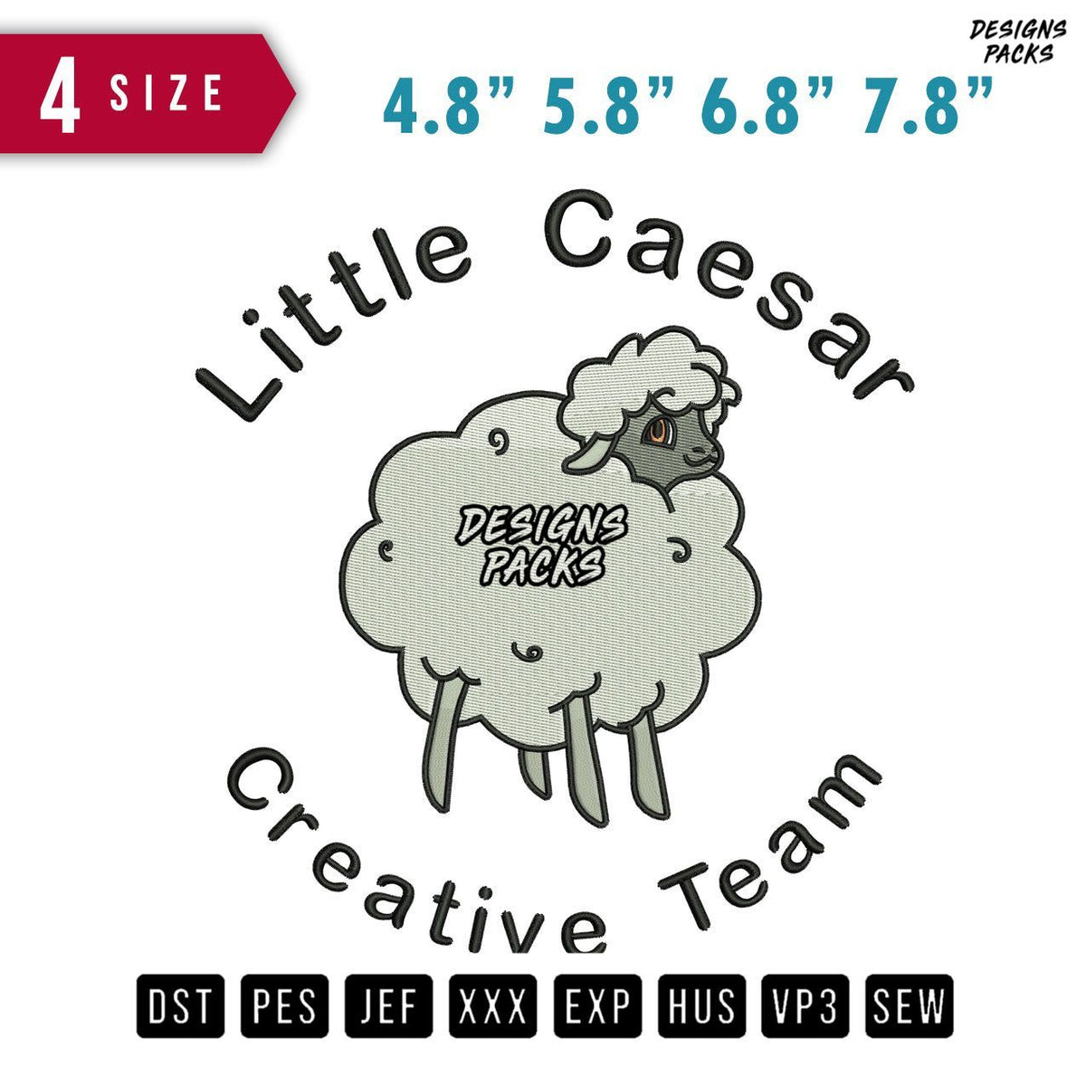 Little Caesar Sheep Embroidery Design