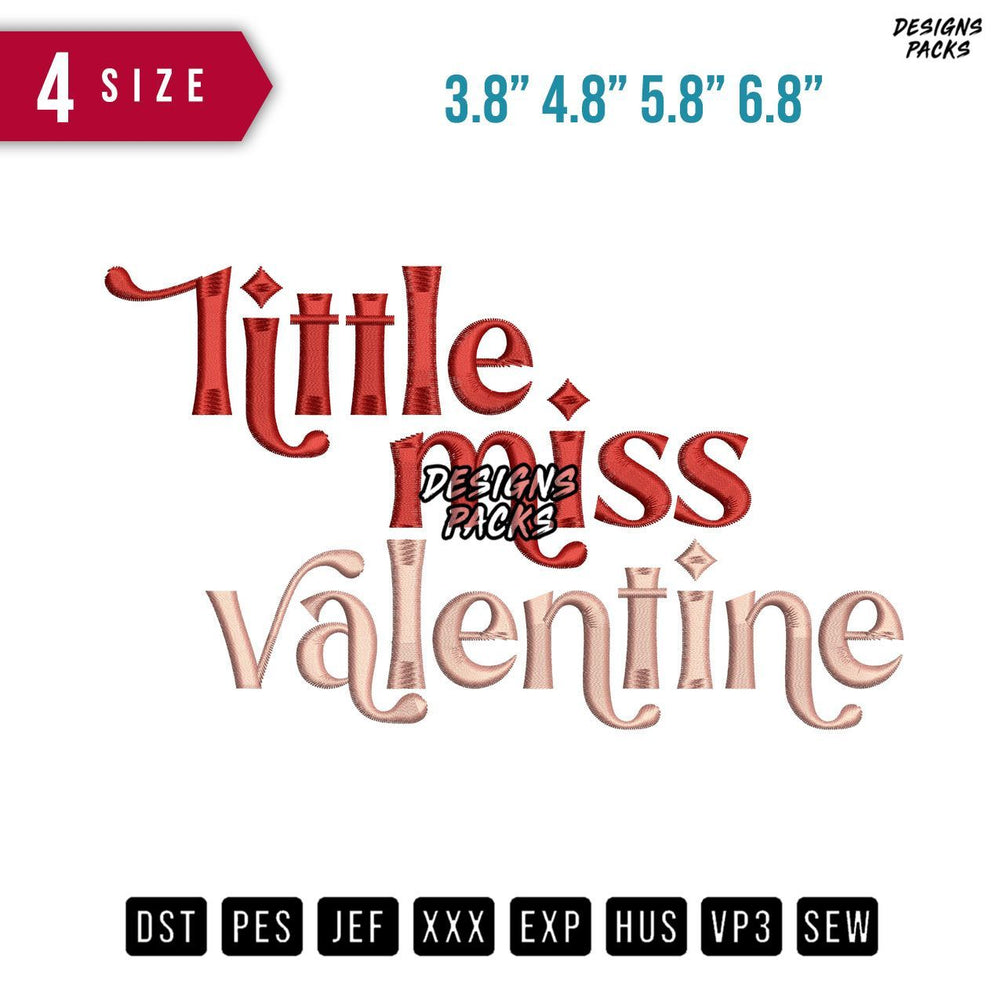 Little Miss Valentine Embroidery Design