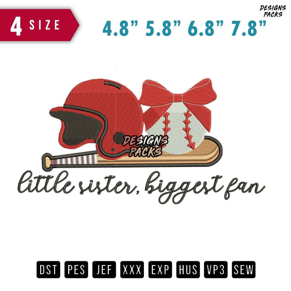 Little Sister Baseball Embroidery Design