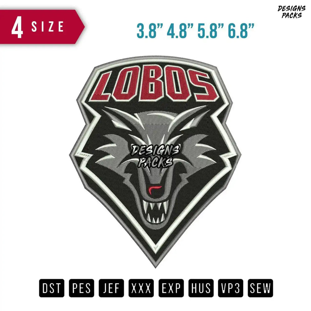 Lobos Embroidery Design