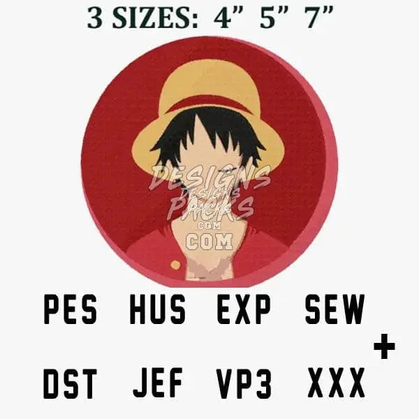 Logo Style Anime Luffy One Piece Embroidery Design designspacks