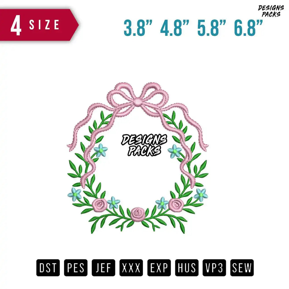 Long Ribbon Flower Embroidery Design