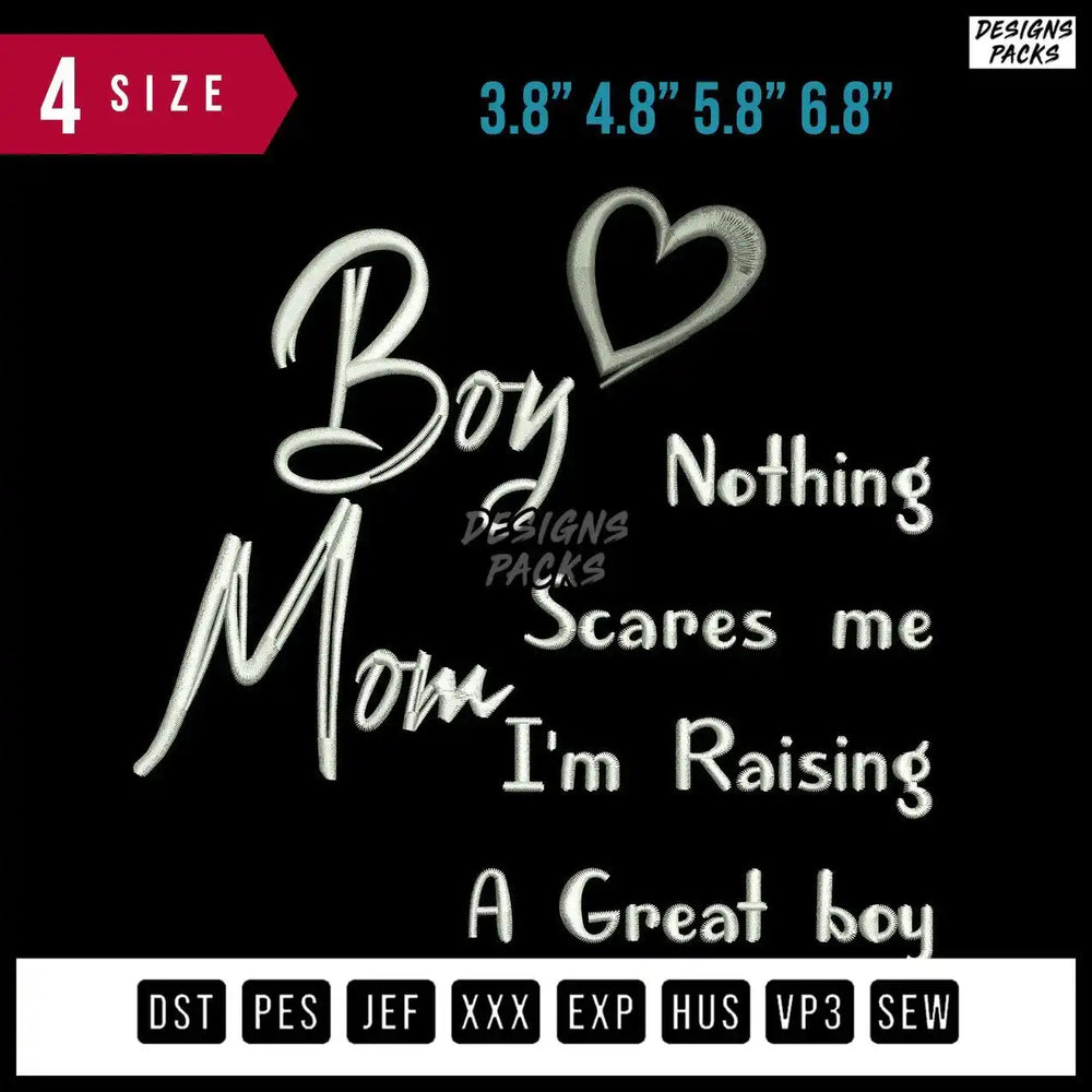 Love Boy Mom Embroidery Design