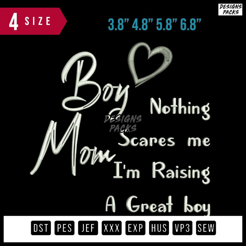Love Boy Mom Embroidery Design