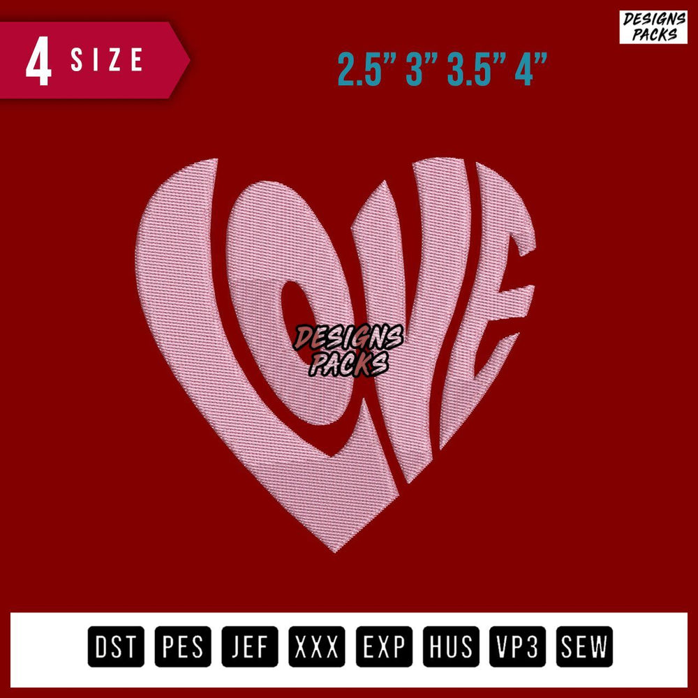Love Heart Embroidery Design