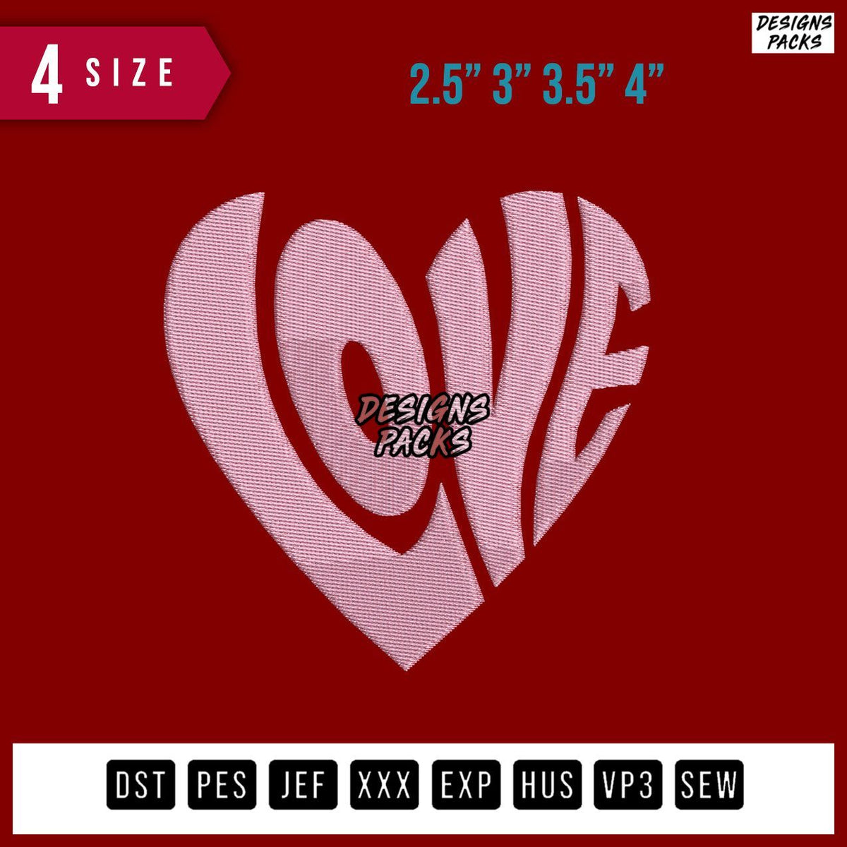 Love Heart Embroidery Design