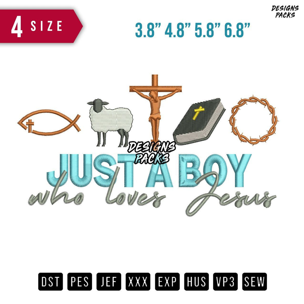 Loves Jesus B Embroidery Design