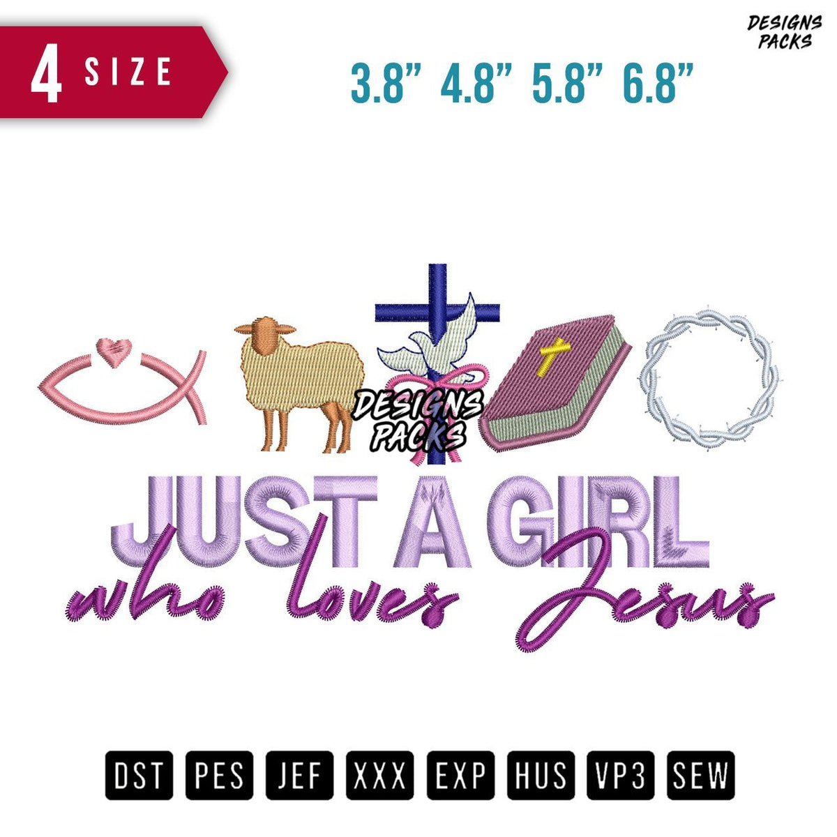 Loves Jesus Embroidery Design