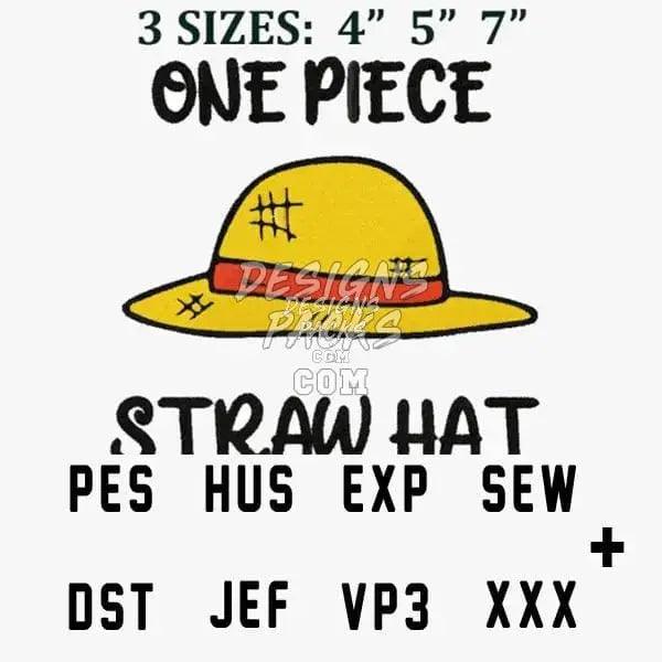 Luffy One Piece Hat Anime Embroidery Design designspacks